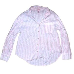 VS Victoria's secret pink stripe striped button-up blouse pajama top coquette